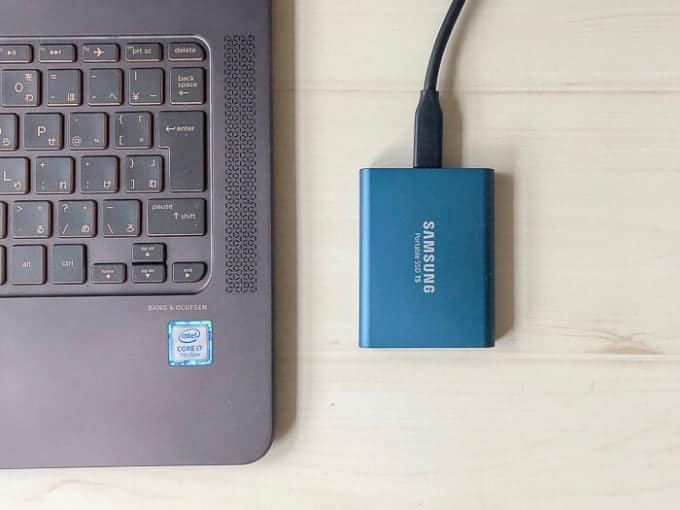 外付けSSD SAMSUNG PotableSSD T5Windows10