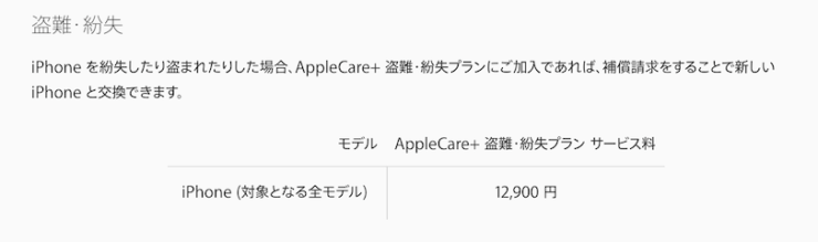 AppleCare紛失盗難プラン